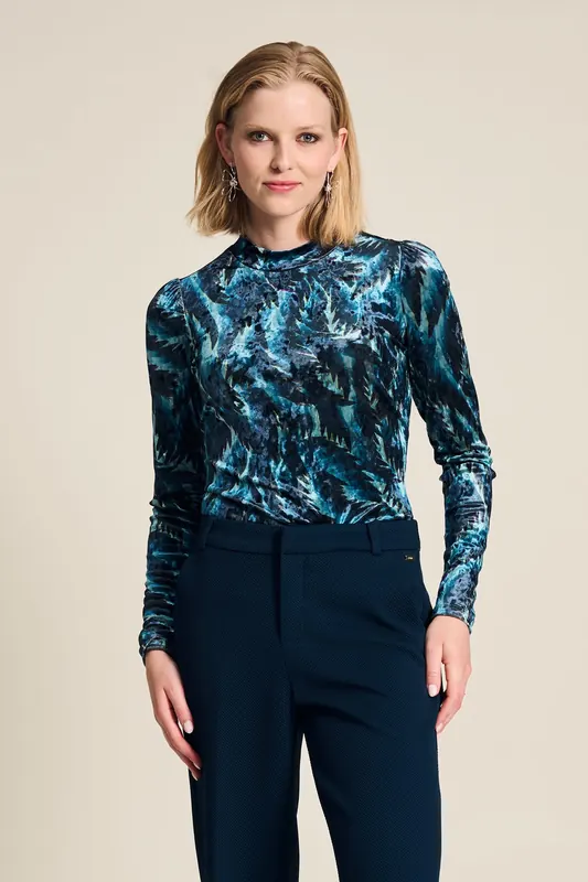POM Amsterdam Turtleneck - Feathers Blue Maat: 44 | Longsleeves Outlet | Dames | Blauw