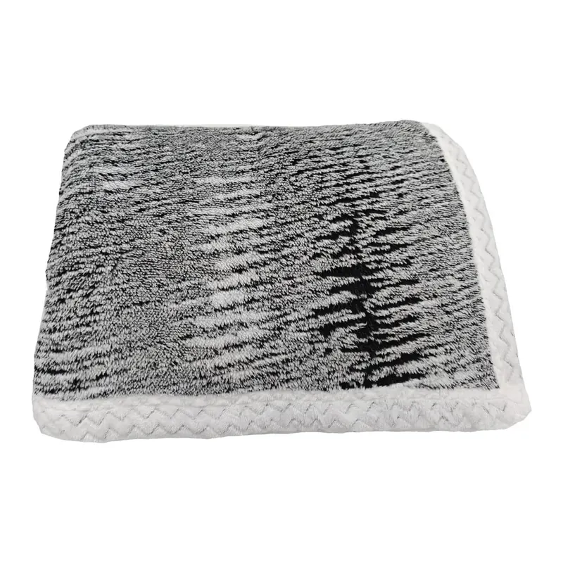 Czarny koc z materiału sherpa 150x200 cm Marble – My House