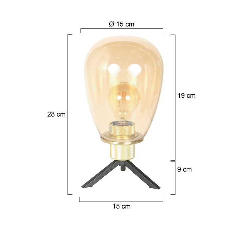 Lampa stołowa Reflexion, Ø 15 cm, wysokość 28 cm, szkło, kolor mosiądzu