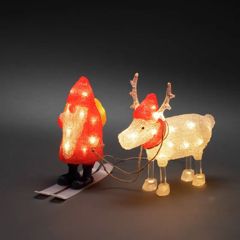 Lampka dekoracyjna LED Mikołaj i renifer IP44