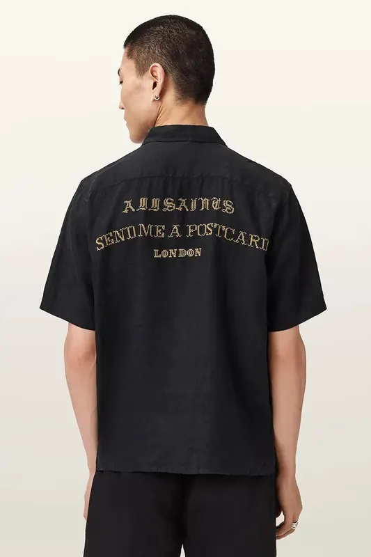 AllSaints koszula męska lniana DUNLOE