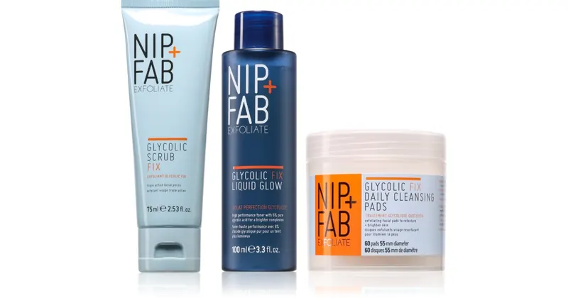 NIP+FAB Zestaw Glycolic Fix Bundle do pielęgnacji twarzy 3× 1 szt.