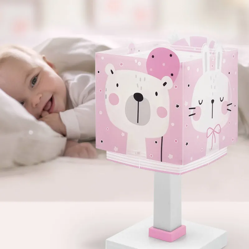 Lampa stołowa dla dzieci Baby Jungle, różowa, G4, szerokość 14 cm