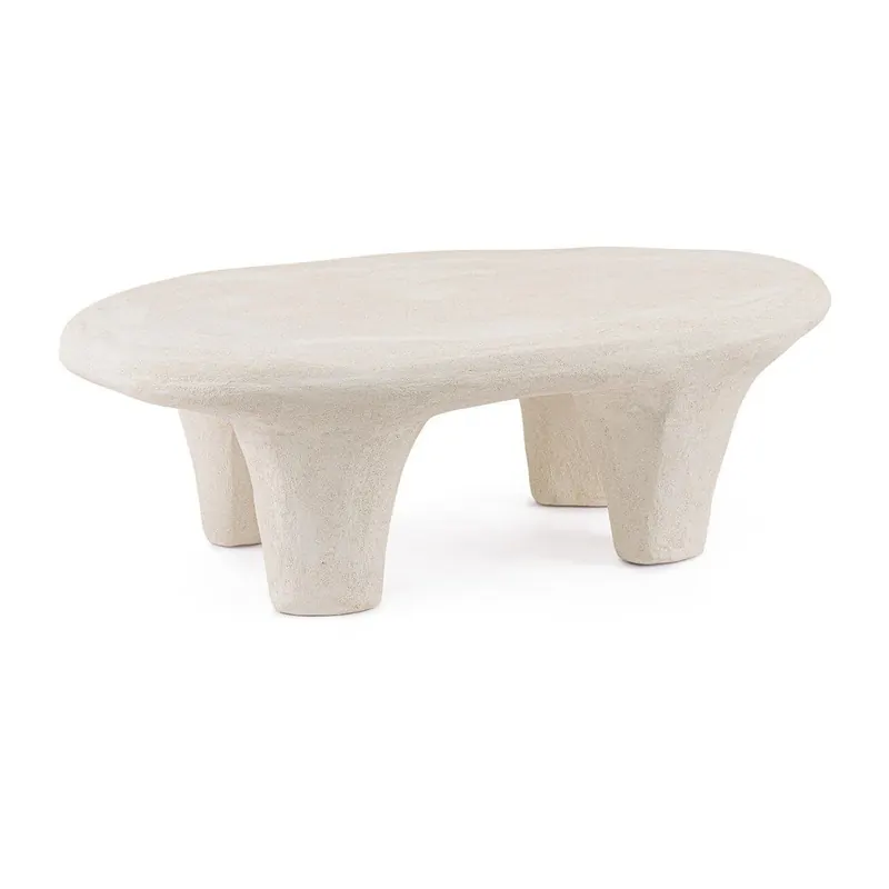Kremowy stolik z żywicy polimerowej 62x102 cm Albin – Bizzotto