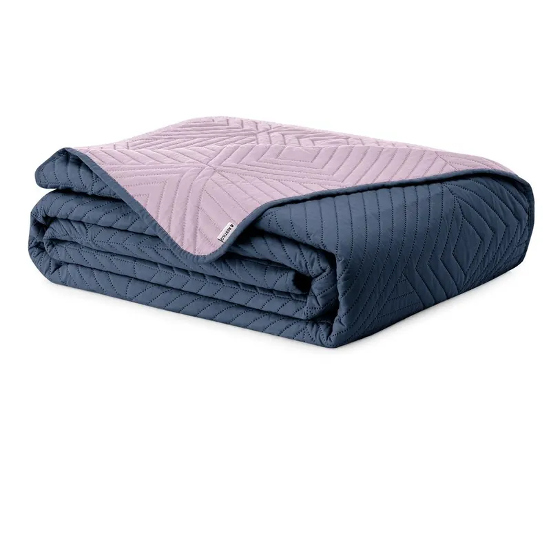 Różowa/ciemnoszara narzuta pikowana z mikrowłókna 240x260 cm Softa – Restilo