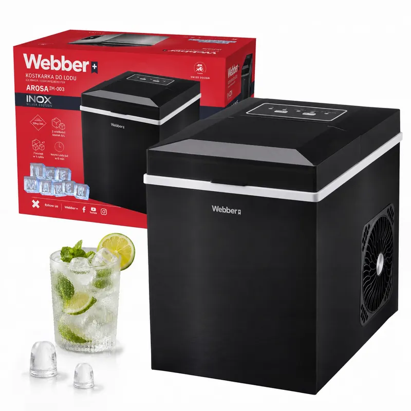 Výrobník ľadu Webber domáci stroj na kocky 10 kg 165 W expresný ľad