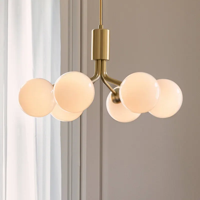 Lampa wisząca Nuura Apiales 6, Ø 50 cm, kolor mosiężny/opalowy