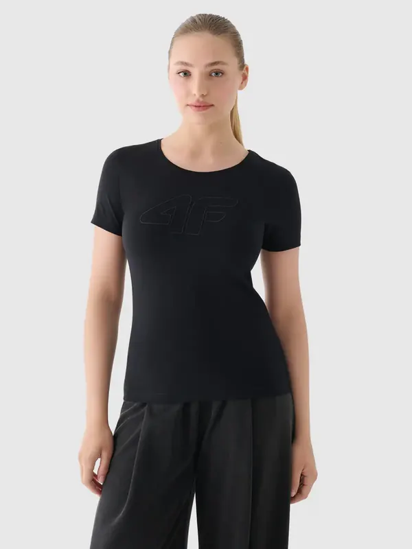 4F t-shirt damski koszulka bawełniana F1846 czarna (XS)