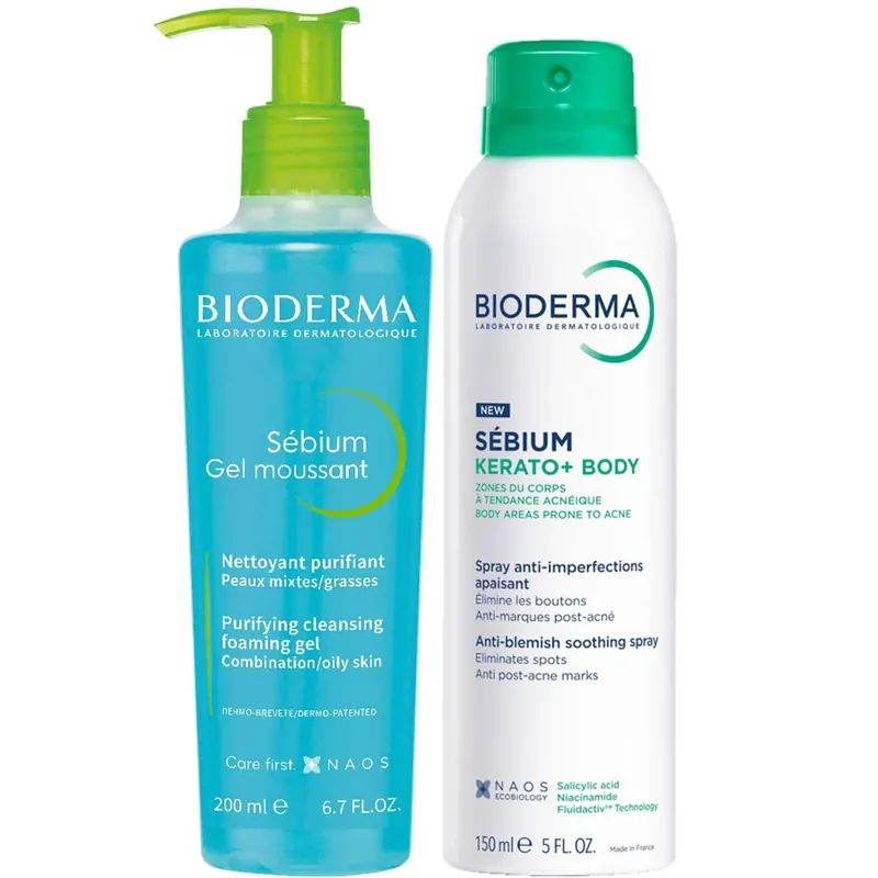 Bioderma Sebium Anti-Blemish, Marks and Redness Body Duo for acne prone skin
