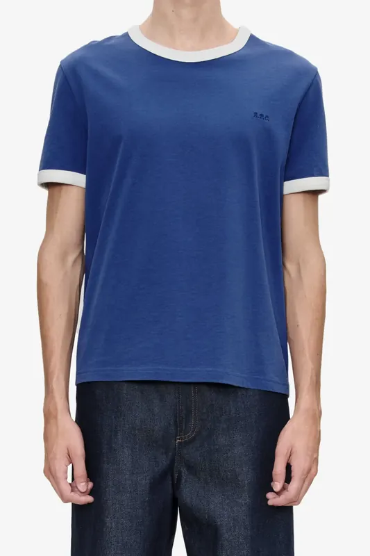 A.P.C. Unisex T-shirt Short Sleeve Contrast Blue Maat: XS | Outlet | Unisex | Blauw