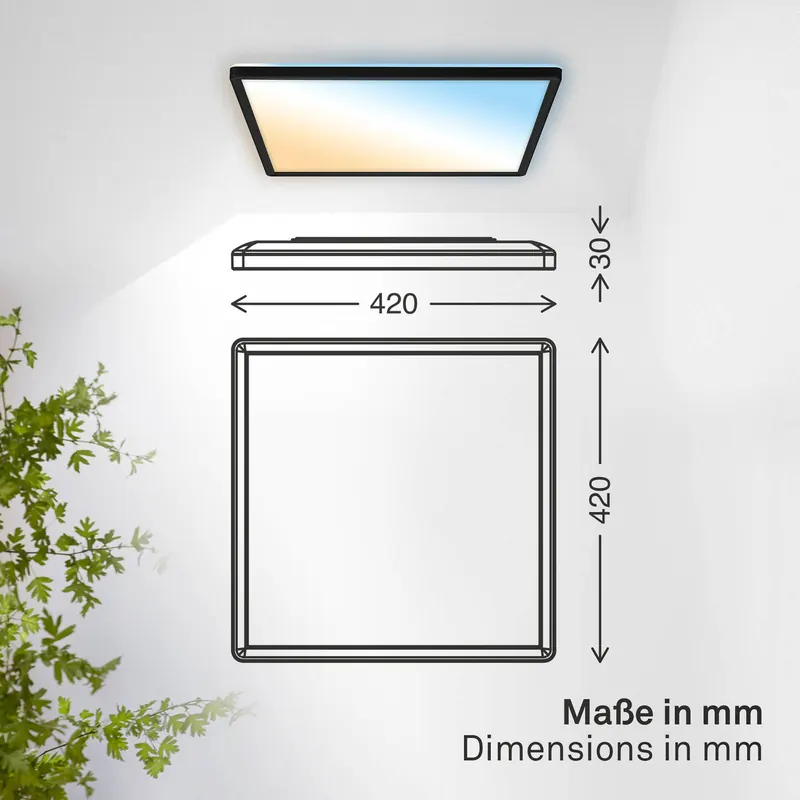 Panel LED Shallow Remote CCT, 42 x 42 cm, czarny, podświetlenie