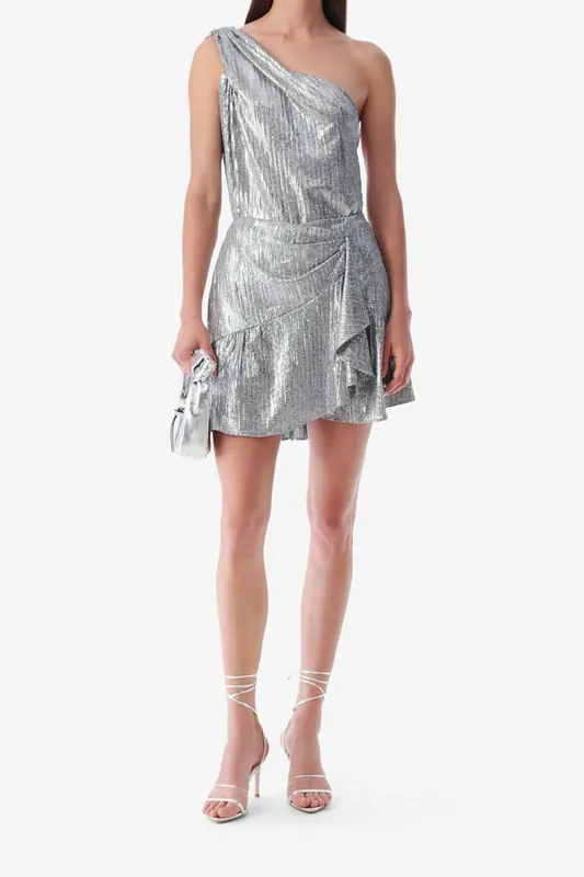 IRO Paris Imane Skirt Grey Lurex Maat: M | Mini Rokken Outlet | Dames | Zilver