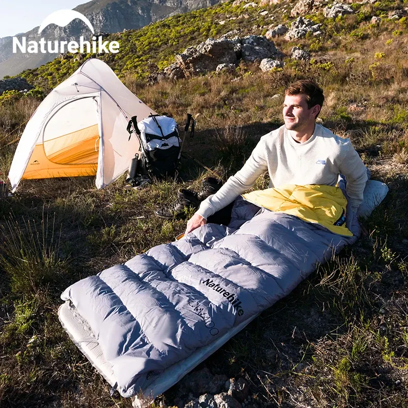 Naturehike CW400 Lekki Śpiwór z Puchem Kaczym dla Dorosłych, Śpiwór Kempingowy na Zewnątrz z Workiem Kompresyjnym, Przenośny, Wodoodporny