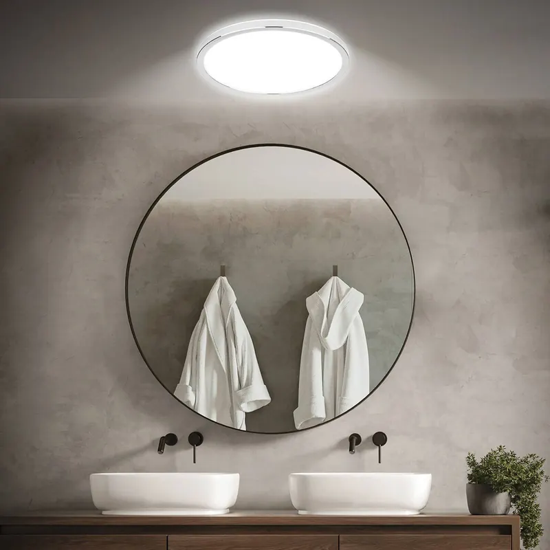 Lampa sufitowa LED do łazienki Pulap, Ø 42 cm, chrom/biały metal