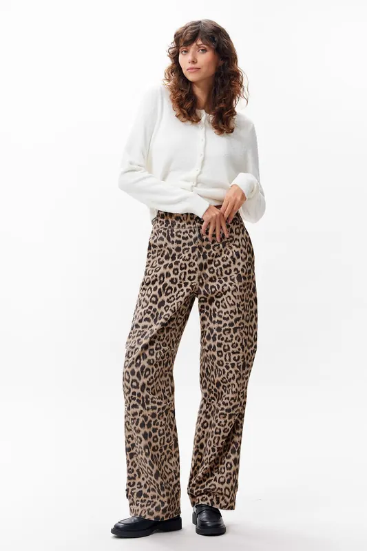 Catwalk Junkie Leopard Trousers Sesame Maat: 34 | Wijde Broeken Outlet | Dames | Bruin