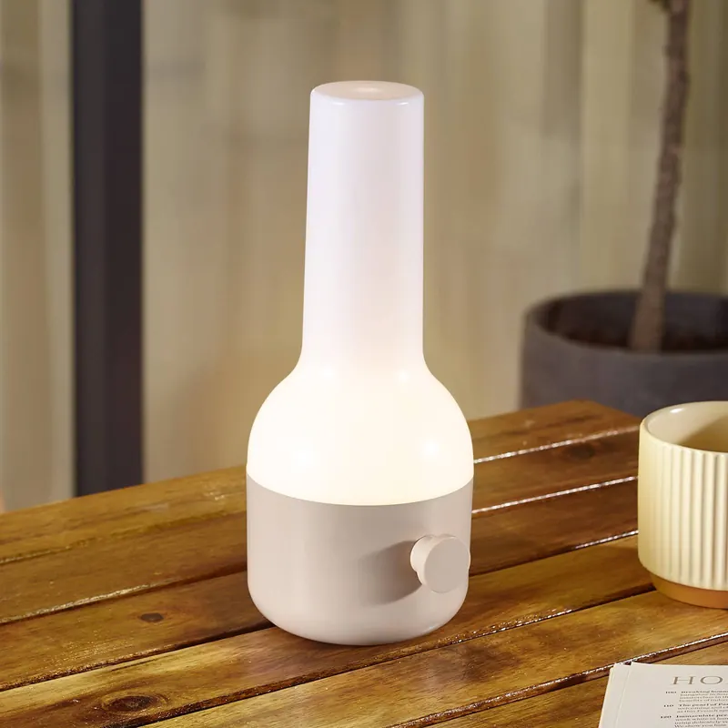 Lampa stołowa LED Isaline, beżowa, ściemniana, IP44