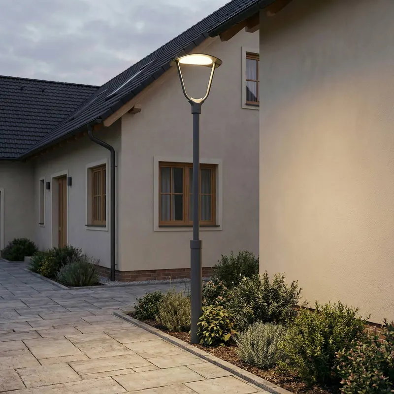 Lucande Lampa zewnętrzna LED Tarasu, szara, 250 cm, aluminium, IP65