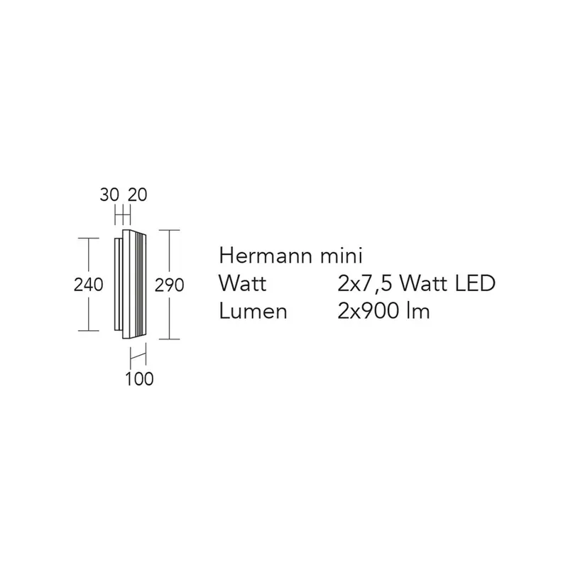 HerzBlut kinkiet LED Hermann mini, dąb naturalny, ściemniany