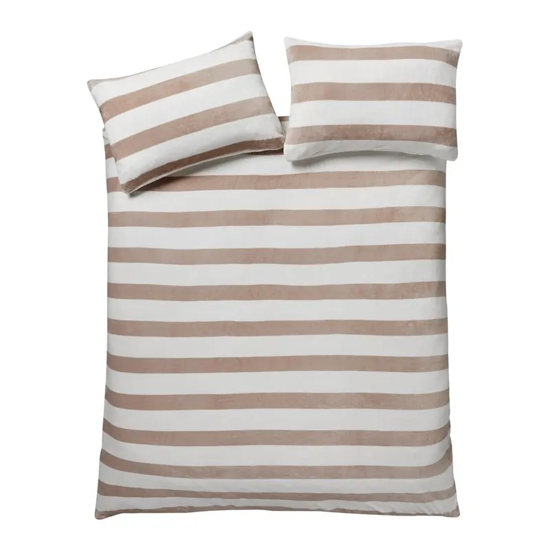 Pościel jednoosobowa z materiału sherpa w naturalnym kolorze 135x200 cm Cosy Sherpa Stripe – Catherine Lansfield