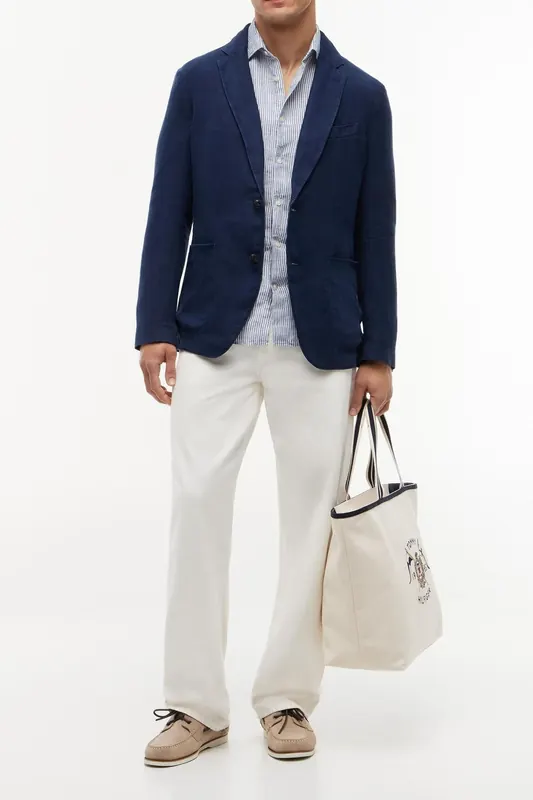 Tommy Hilfiger Dc Gmd Linen Blazer Navy Iris Maat: 54 | Blazers Outlet | Heren | Blauw