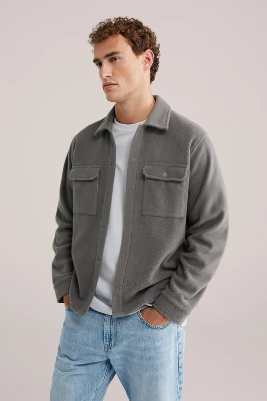 We Fashion Overshirt Dark Grey Maat: L | Overhemden Outlet | Heren | Grijs