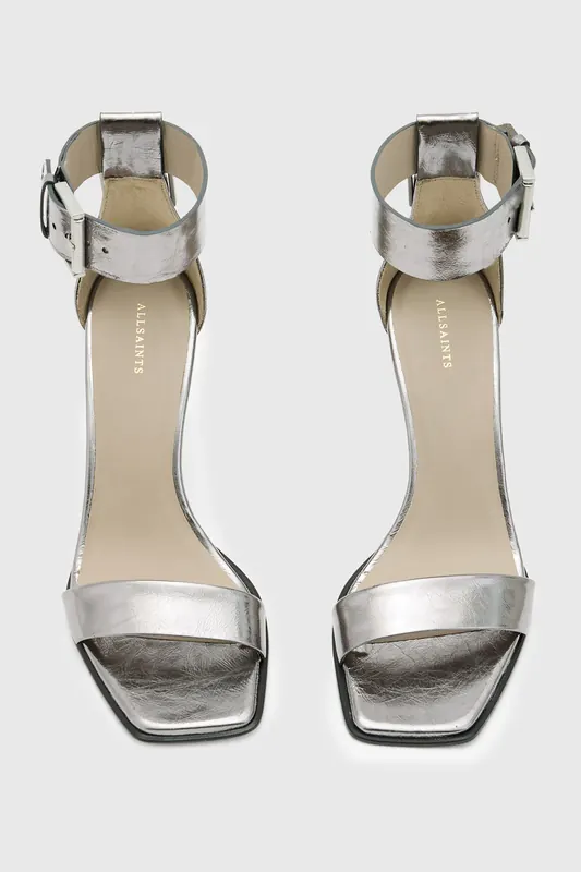 AllSaints Noir Sandal Mirror Silver Maat: 40 | Sandalen Outlet | Dames | Zilver