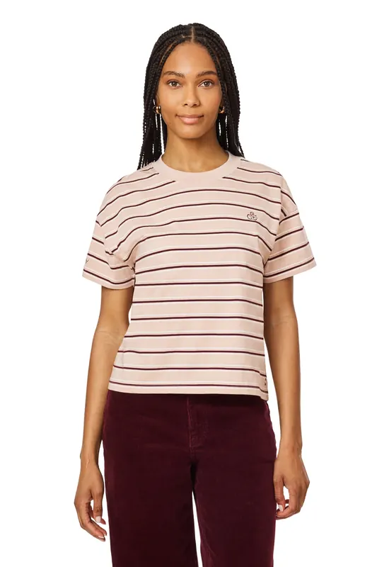 Scotch & Soda Boxy Crop Tee Fig Embroidery Maat: M | Tops Outlet | Dames | Roze