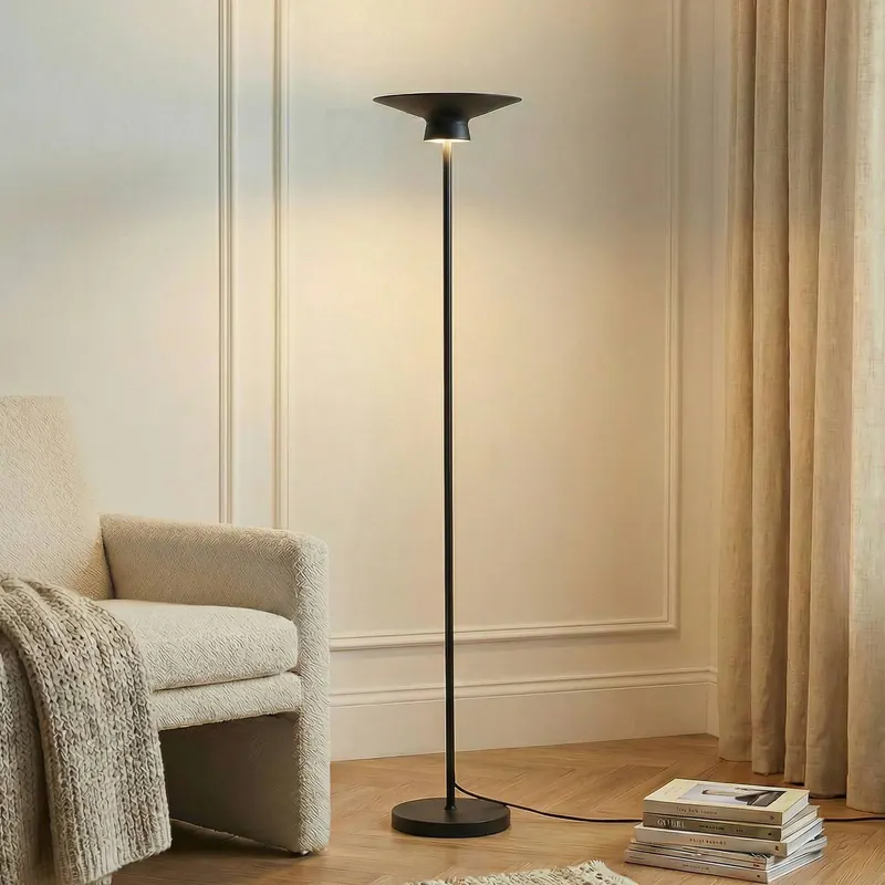 Lindby Lampa stojąca LED Norvind, czarna, metalowa, 1-punktowa