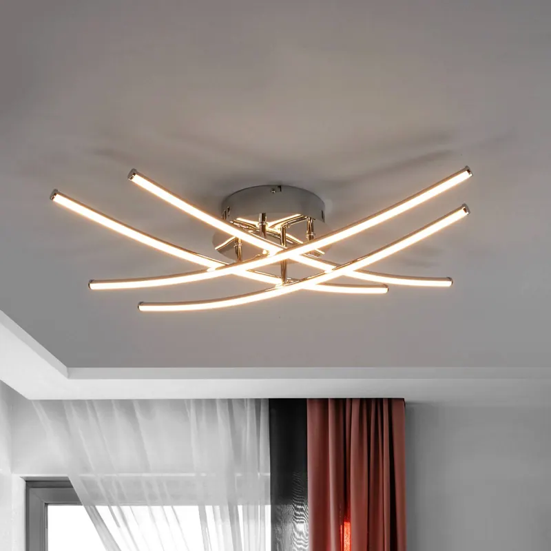 Lampa sufitowa LED Lindby Yael, w kolorze chromu, metalowa, o długości 67 cm