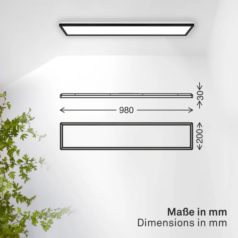 Panel LED Shallow on/off, 98 x 20 cm, czarny, 840 podświetlenie