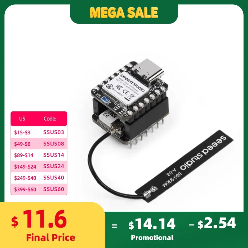 Zestaw XIAO nRF52840 i Wio-SX1262 dla Meshtastic, 868MHz, 915MHz, LoRa 862-930MHz, Mikrokontroler Bluetooth, Zintegrowana Antena