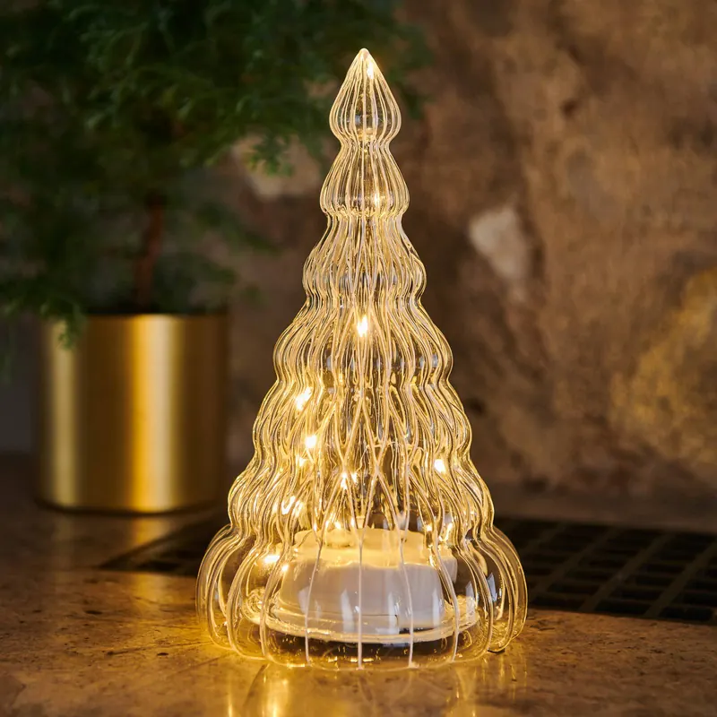Figurka LED Lucy, choinka ze szkła biała 23,5cm