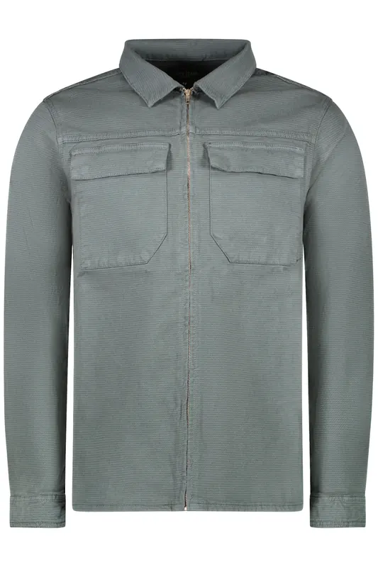 Cars Jeans Ronzo Shirt Zip Twill Gmd Moss Maat: M | Longsleeves Outlet | Heren | Grijs