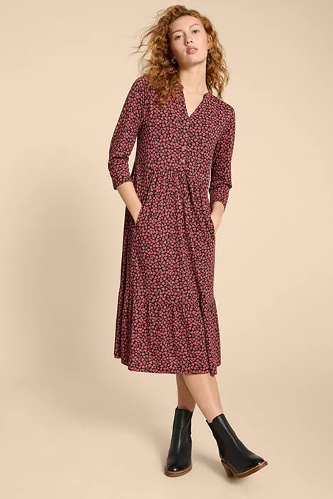 White Stuff Naya Jersey Dre Pink Printed Maat: 12 REGULAR | Midi Jurken Outlet | Dames | Roze