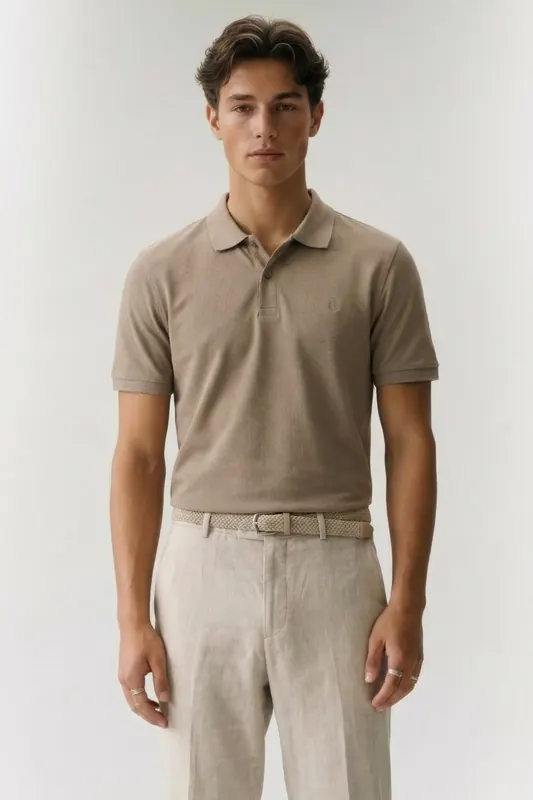 Dstrezzed Ds_bowie Button Polo Vintage Khaki Vintage Khaki Maat: S | Poloshirts Outlet | Heren | Bruin