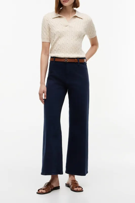 Tommy Hilfiger Wide Leg Washed Dark Night Navy Maat: W26L28 | Wijde Broeken Outlet | Dames | Blauw