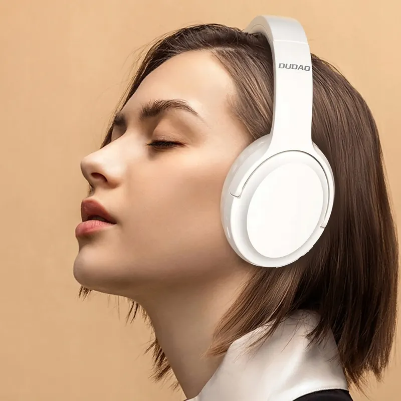 Słuchawki nauszne bezprzewodowe Anc Bluetooth 5.3 białe
