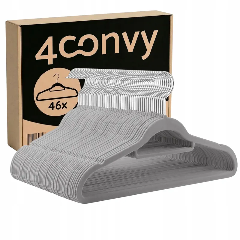 4CONVY Wieszaki na ubrania odzież welurowe szare do szafy obrotowe x46