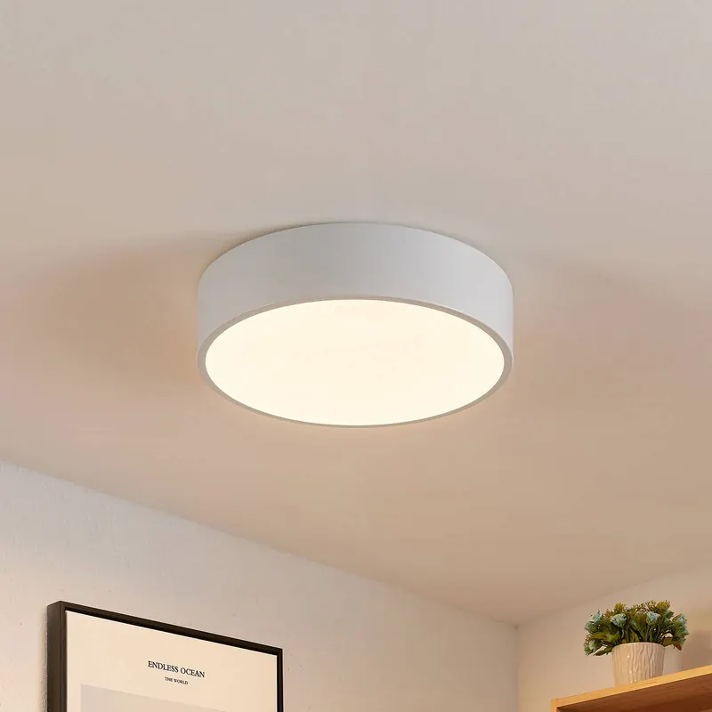 Lampa sufitowa LED Lindby Simera, Ø 30 cm, biała, metalowa