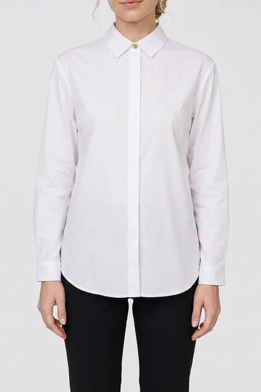 GUESS Tyra Ls Over Shirt True White A000 Maat: 42 | Longsleeves Outlet | Dames | Wit