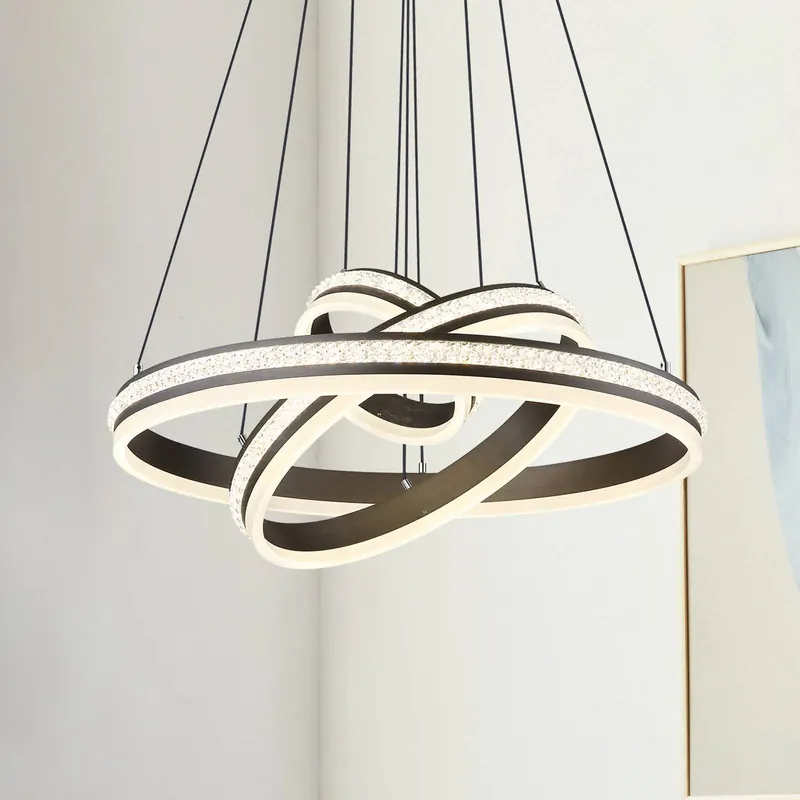 Żyrandol LED Grouni, Ø 60 cm, kolor tytanowy, CCT, metal