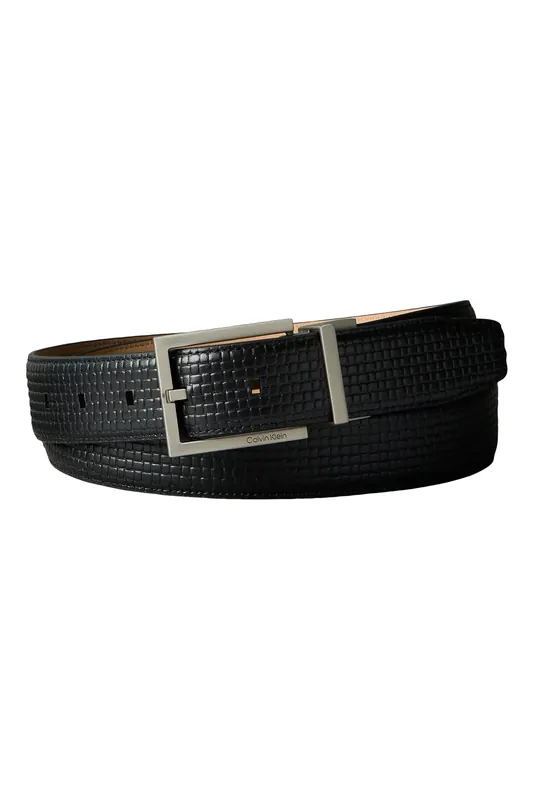 Calvin Klein Square Buckle Emboss Belt Black/brushed Nickel Maat: 105 | Riemen Outlet | Heren | Zwart
