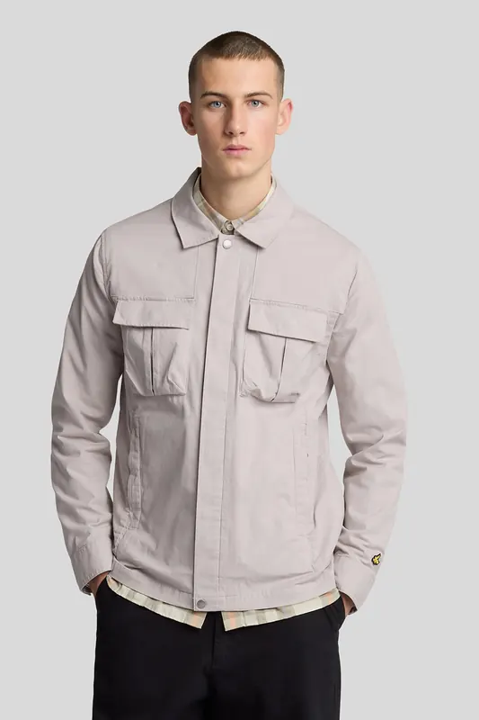 Lyle & Scott Ripstop Overshirt Pale Grey Maat: S | Casual Overhemden Outlet | Heren | Grijs