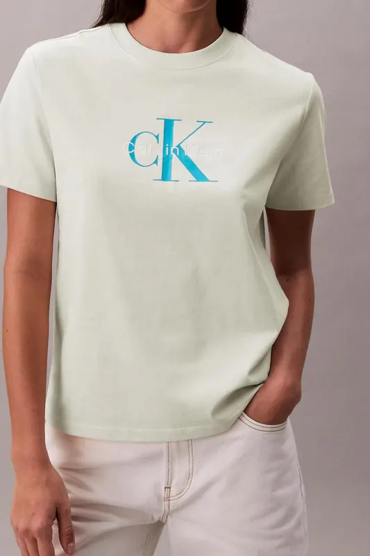 Calvin Klein Hero Ss Classic Mono Tee Aloe Wash Maat: XXS | Tops Outlet | Dames | Groen
