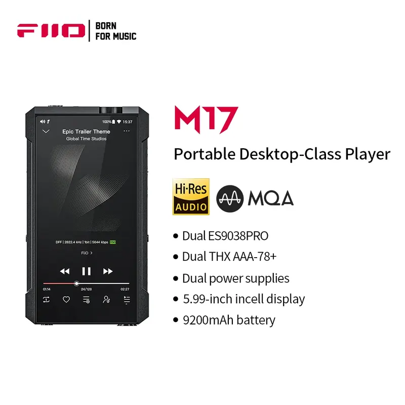 Klasy stacjonarne FiiO M17 z podwójnym odtwarzaczem muzycznym ES9038PRO /Android 10 5,99 cala / THXAAA-78+ DSD512 HiFi Bluetooth 5.0