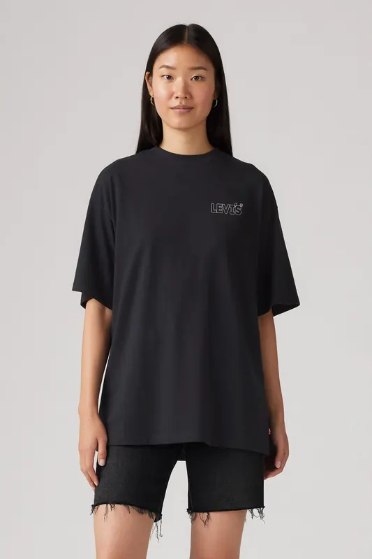 Levi's Short Stack Tee Stardust Maat: XS | Tops Outlet | Dames | Zwart