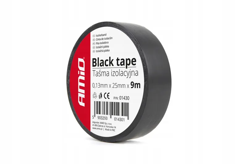 Taśma izolacyjna czarna szkot 25mm x 9m AMIO-01430