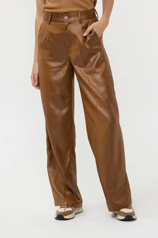 EsQualo Trousers Metallic Em Brandy Maat: 40 | Pantalons Outlet | Dames | Bruin