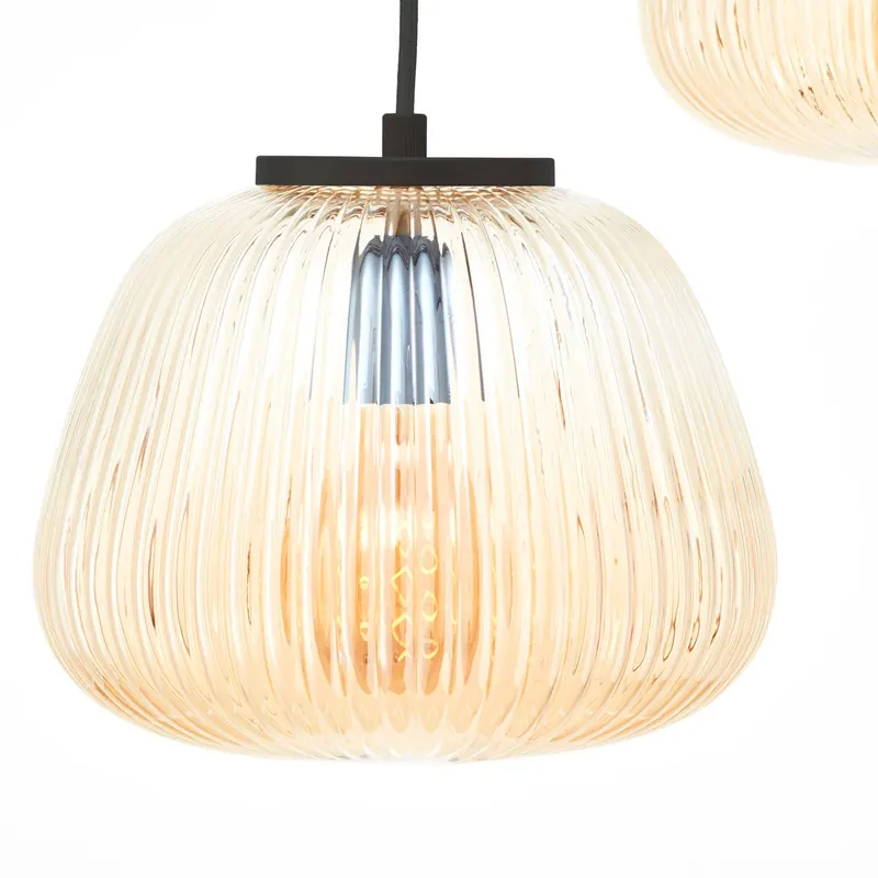 Lampa wisząca Kaizen, długość 105 cm, bursztynowa, 3-punktowa, szkło