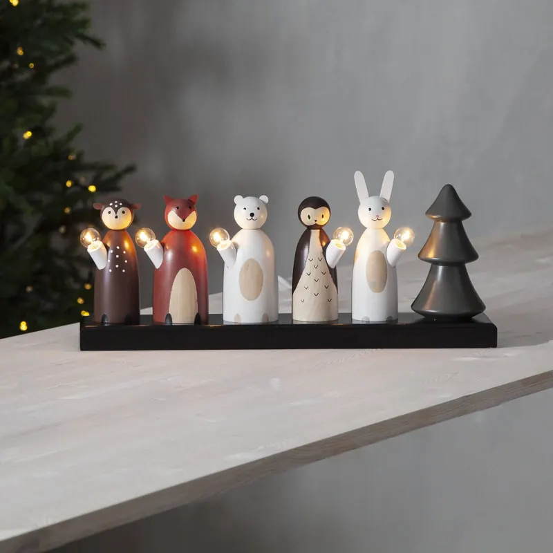 Świecznik LED Forest Friends, 5-punktowy